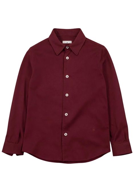 Camicia bambino bordeau in cotone<BR/>